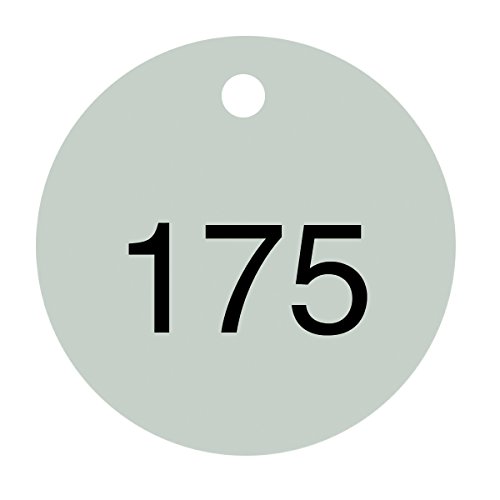 Tag numéroté en plastique blanc Accuform série 150-175, lot de 25 étiquettes rondes de 1.5 pouce