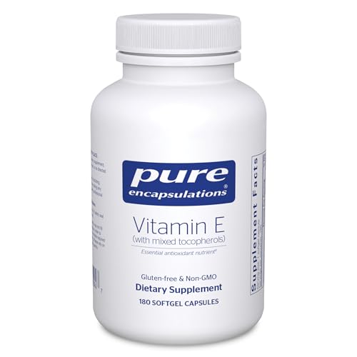 Pure Encapsulations Vitamin E (with Mixed Tocopherols) - Antioxidant Protection & Cellular Function* - Contains Mixed Tocopherols - Non-GMO - 180 Softgel Capsules