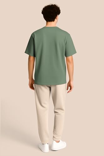 Image of BULLMER Trendy Half Sleeve Oversized Cotton Blend Crew Neck Tshirt for Men - Pack of 2