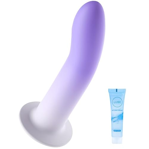 6.3 Inch Silicone Realistic Cute Small Dildo Beginner, Lavender G-spot Prostate Slim Strap on Dildo with Strong Suction Cup, Fantasy Mini Thin Dildos Without Balls Adult Sex Toys for Gay Men Women