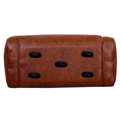 Image of Leather World Duffle Bag 55 L Brown Vegan Leather Weekender Travel Luggage Bag with Detachable Shoulder Strap for Men & Women (TAN)