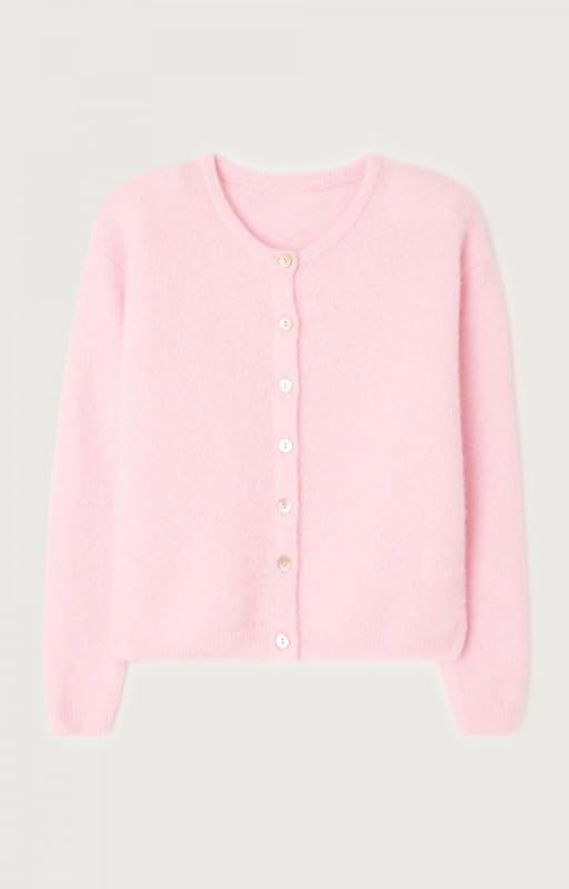 Image of Women Button Down Cardigan Long Sleeve Crewneck Sweater Vintage Lightweight Knit Jacket Fall Going Out Top