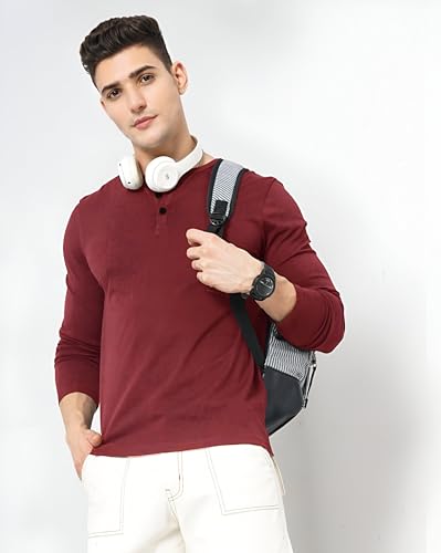 Image of LAZYCHUNKS Luxury Men's Full Sleeve Henley T-Shirt - Soft, Breathable, Stylish (Men's Henley T-Shirt), Great for Party and Casual wear