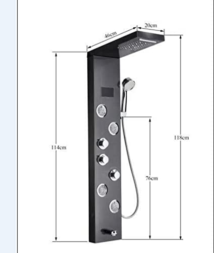Columna de Ducha Negra con Sistema LED, Cascada, Lluvia y Masaje Corporal miniatura 4