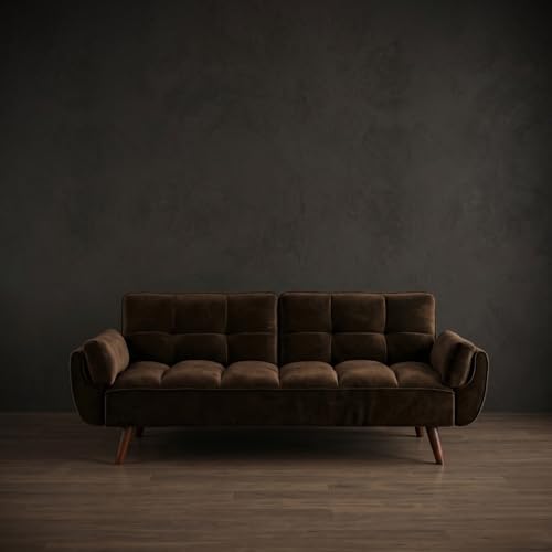 Image of Tarantino 3-Seater Convertible Sofa Cum Bed | Modern Tufted Upholstered Folding Sleeper Sofa for Living Room | High-Density Foam Comfort | Space Saving Couch Bed for Home (Dark Brown)