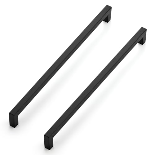 JOY DECOR Matte Black Square Kitchen Cabinet Handles 12-3/5 Inch 8 Pack