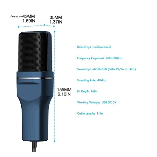 Microphone USB ordinateur bleu pour éliminer les bruits de clavier - 8