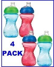 Nuby 4 Count Super Spout Easy Gripper, Blue/Red, 10 Ounce
