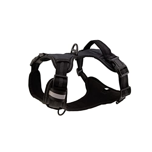 Floxik Hundegeschirr grau M | Anti Zug Brustgeschirr reflektierend & gepolstert mit Haltegriff für mittelgroße und große Hunde | Auch als Welpengeschirr geeignet Cover