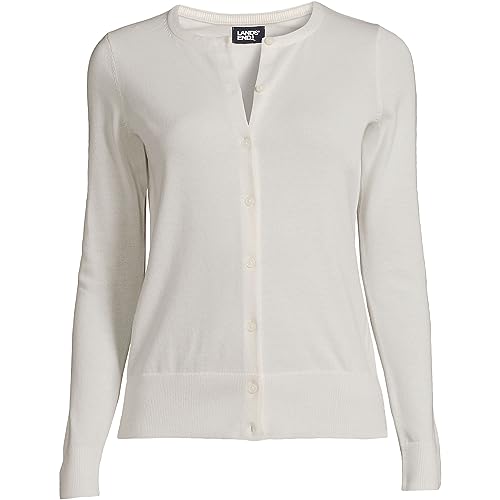 Image of Lands' End Women's Fine Gauge Cotton Cardigan Sweater