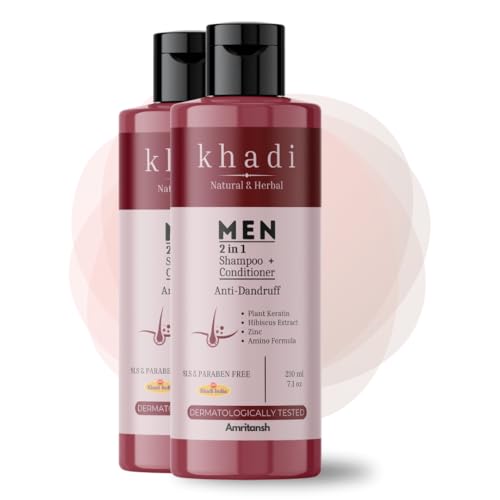 Image of Khadi MEN 2-in-1 Shampoo + Conditioner Anti-Dandruff | Plant Keratin, Hibiscus Extract & Zinc Amino Formula | Deep Cleanse, Strengthen & Soothe Scalp | Sulfate-Free | For Men By AMRITANSH | 420 ML