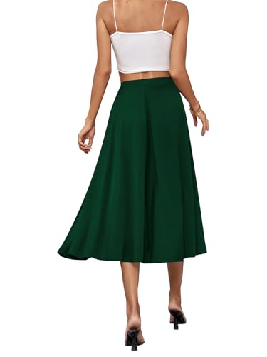 Women's Stretchy Flared Basic Versatile High Waisted Casual Midi Skater Skirt2