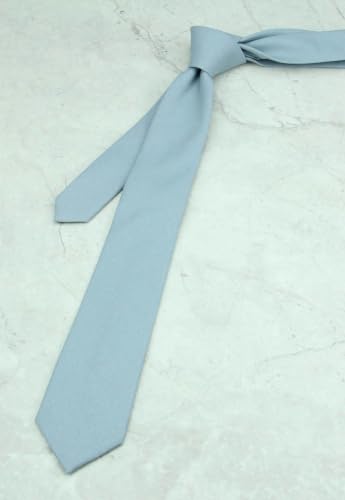 Image of Mens Solid Linen Ties - Slim Pattern Necktie for Men Wedding Groomsmen