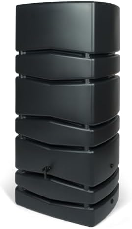 Bild 9 - Kreher XXL Regentonne Aqua Tower aus Kunststoff in verschiedenen Größen und Farben (wählbar). Tolle Optik in einem schlichten, edlen Design - mit Auslaufhahn! (350 Liter, Grau)