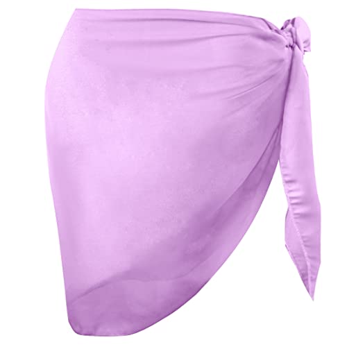 Dressever Women's Sarong Coverups Beach Sheer Bikini Chiffon Cover Ups Wrap Skirt for Swimwear Purple