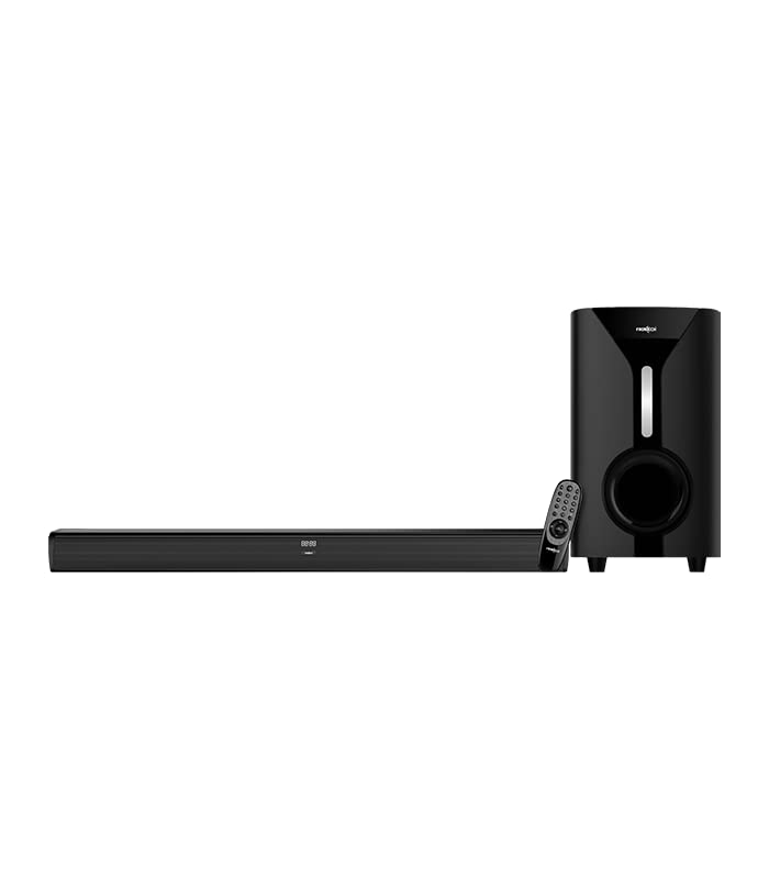 Image of FRONTECH Mark Multimedia Bluetooth Soundbar Speaker with Subwoofer | 4x20W Drives (5 cm) & 40W Subwoofer (13.3 cm) | USB & TF Compatible | HDMI & AUX Input | Wall Mounting | 1 Year Warranty (Black)