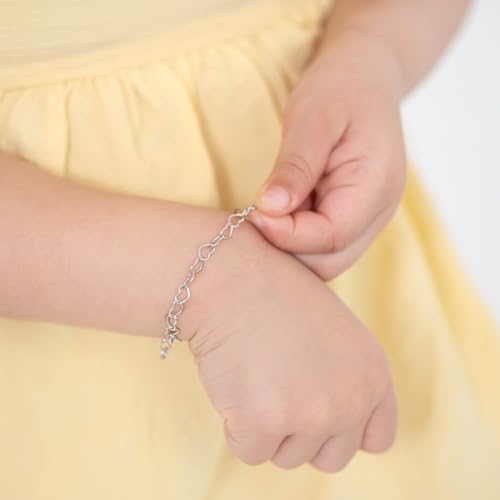 925 Sterling Silver Heart Link Chain Bracelet For Toddlers and Little Girls 5"-6" - Children's Heart Shaped Jewelry - Plain Chain Link Bracelet For Toddler Girls3