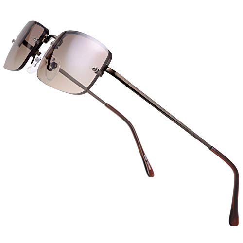 The Fresh Minimalist Small Rectangular Sunglasses Clear Eyewear Spring Hinge - Gift Box Package (202-Copper, Gradient Brown, 51)