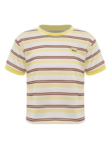 Toddler Girls Striped Short Sleeve T Shirts Color Block Cute Summer Tops Casual Heart Crewneck Tees3