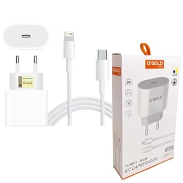 Kit Carregador Turbo 30W Anatel Rápido Fonte C Bivolt + Cabo Lightning Compatível Com Iphone X Xs Xr 11 12 13 14 Pro Plus Mini Max Ipad