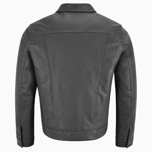 Mens Trucker Leather Jacket Vintage Genuine Lambskin Leather Jacket Men Shirt Style Man Leather Jacket3