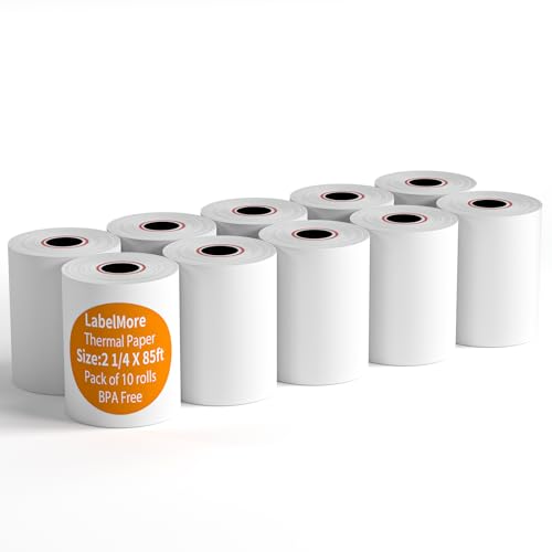 LabelMore 2-1/4" x 85' Thermal Paper Tape Cash Receipt Paper Rolls Premium POS printer Paper (10 Roll)