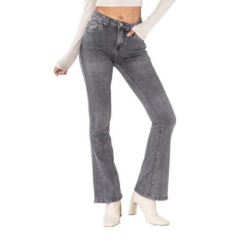 Nina Carter P079 Damskie spodnie jeansowe Flared Bootcut Zip Used Look Rozkloszowane dżinsy, XXL szczupły