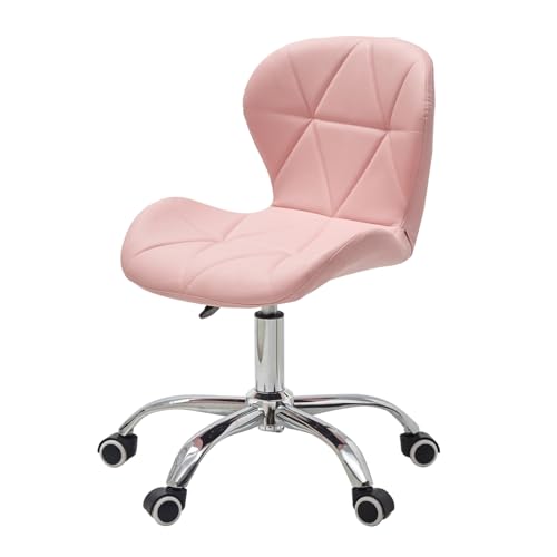 Cadeira Slim Office Estofada Conthey Rosa Base Giratória Cromada