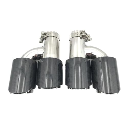 Tubo de escape universal doble para coche con puntas de carbono brillante de 101 mm