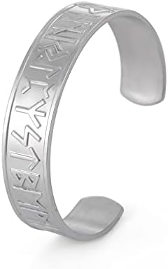kkjoy Stainless Steel Vintage Viking Bracelet Tree of Life Raven Irish Knotwork 24 Runes Cuff Bangle Wristband Jewelry for Men Women