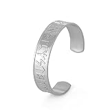 KKJOY Wikinger-Armband aus Edelstahl im Vintage-Stil, Baum des Lebens, Rabe, irische Knoten, 24 Runen, Armreif für Damen und Herren