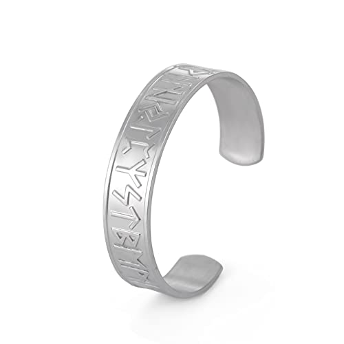 Dreamtimes Viking Runes Cuff Bracelets 24 Norse Runes Viking Stainless Steel Vintage Symbol Norse Jewelry Bracelet Magnetic Therapy Cuff Bangle Irish Jewelry for Mens Women by Dreamtimes - Used condition - US$11.12
