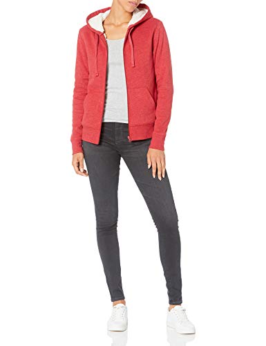 Amazon Essentials Women's Sherpa-Lined Fleece Full-Zip Hooded Jacket (Available In Plus Size), Red Heather, Medium #TOP2