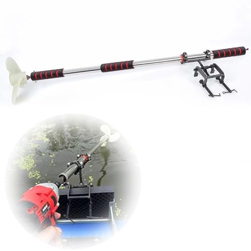 Motor Fueraborda Hélice Manual para Barco de Perforación Ligera, Pieza de Repuesto para Motor Fueraborda de Remo de Kayak, Remo de Motor de Arrastre de Aleación(With Clamp,L-125cm(49 1/4'))