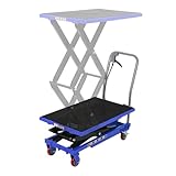 Hydraulic Lift Table Cart,330lbs Capacity 50' Lifting Height Hydraulic Table Cart with Non-Slip Pad, 4 Wheels & Reflective Strips,for Material Handling & Transportation