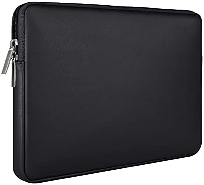RAINYEAR 14 Inch Laptop Sleeve Soft PU Leather Case Protective Water Resistant Zipper Cover Carrying Bag Compatible with 14" Notebook Computer Chromebook, 14 MacBook Pro A2442(Black)