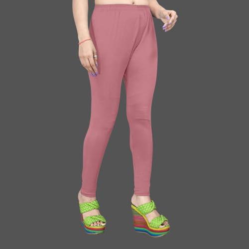Image of Women's Solid Mid Rise Slim Fit Ankle Length Leggings - Comfortable and Stylish Yoga Pants for Workout, Running and Everyday Wear