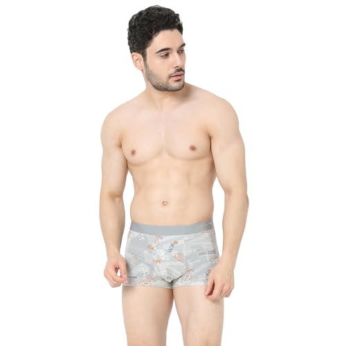 Image of Underjeans by Spykar Men Super Premium Bonded Elastic Light Grey Trunk