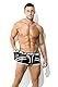 Bodywear4you Herren Leder Fetisch Trunk Shorts Boxershorts Netz-Latex-Optik Codpiece mit Reissverschluss Männer Maskuline Pant (DE/NL/SE/PL, Alphanumerisch, XXL, Regular, Regular, Weiss)