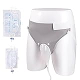 FAMJOALE Wearable Urinal for Men, Male Urine Collection Bag for Elderly, Reusable Protable Silicone Urinals with 2 Urine Catheter Bags(2000ML*1+1000ML*2) for Adult Mens, Bedridden Patients(Grey)
