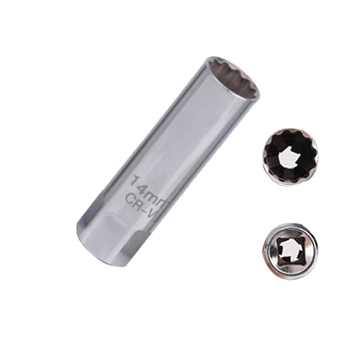 Mirhua プラグレンチ スパークプラグレンチ ジョイントユニバーサルソケット 12角薄壁 3/8(9.5mm)挿入角 (14mm)