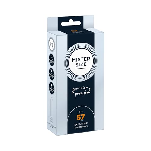 MISTER SIZE Kondome Extra Dünn & Hauchzart Gefühlsecht & Extra Feucht Perfekte Passform Aus Naturkautschuk-Latex für Natürliches Gefühl & Höchste Sicherheit (10er Pack 57mm)