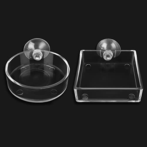 2 stuks aquariumvoerbakken, acryl voederschaal voor garnalen, aquarium, decoratie, 6,5 cm, voederkom aquaria, met zuignap voor garnalen en vissen - Afbeelding 3