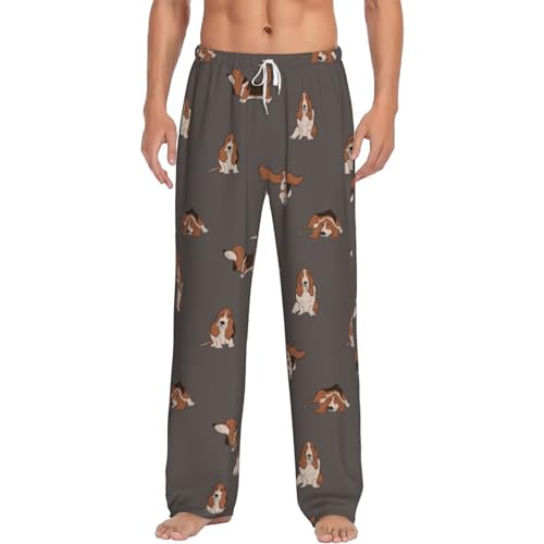 Basset Hound Dog Men'S Pajama Pants Pockets Pj Sleepwear Pants For Men