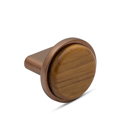 Image of Plantex Knobs for Drawer /Round Drawer Knobs /Knobs for Cabinets /Pull-Push Knobs for Kitchen /Bedroom Drawer - Pack of 1 (Small, Rose Gold & Wood)