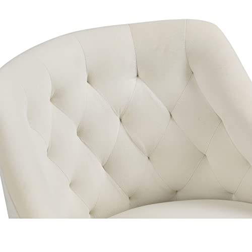 Sumeina Modern Velvet Office Desk Chairs With Chrome Frame Base, Tufted Design Task Chairs For Girls, Luxury Accent Chair For Living Room, Elegant Vanity Chair In Beige #TOP5