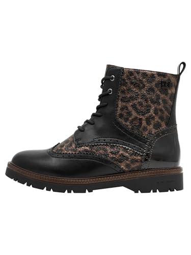 s.Oliver Damen Schnürstiefel ohne Absatz mit Reißverschluss Vegan, Mehrfarbig (Leopard Comb.), 39 EU