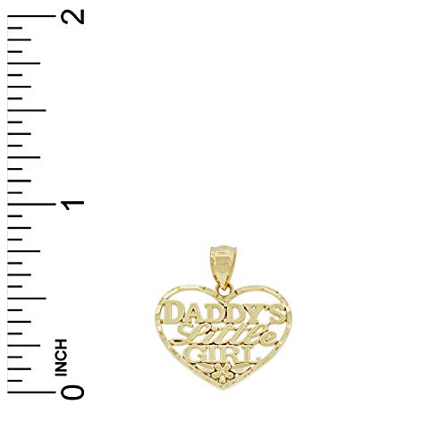 Gold Heart Daddy's Little Girl Charm - 10 Karat Solid Gold - Heart Pendant3