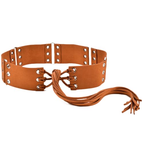 Versatile Long Tassel Decoration Knotted Belt Women's Wide Waist Belt Retro Punk Style Belt for Trench Coat Fur