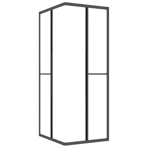 Douchecabine verre mat de sécurité ESG profilé noir rectangulaire